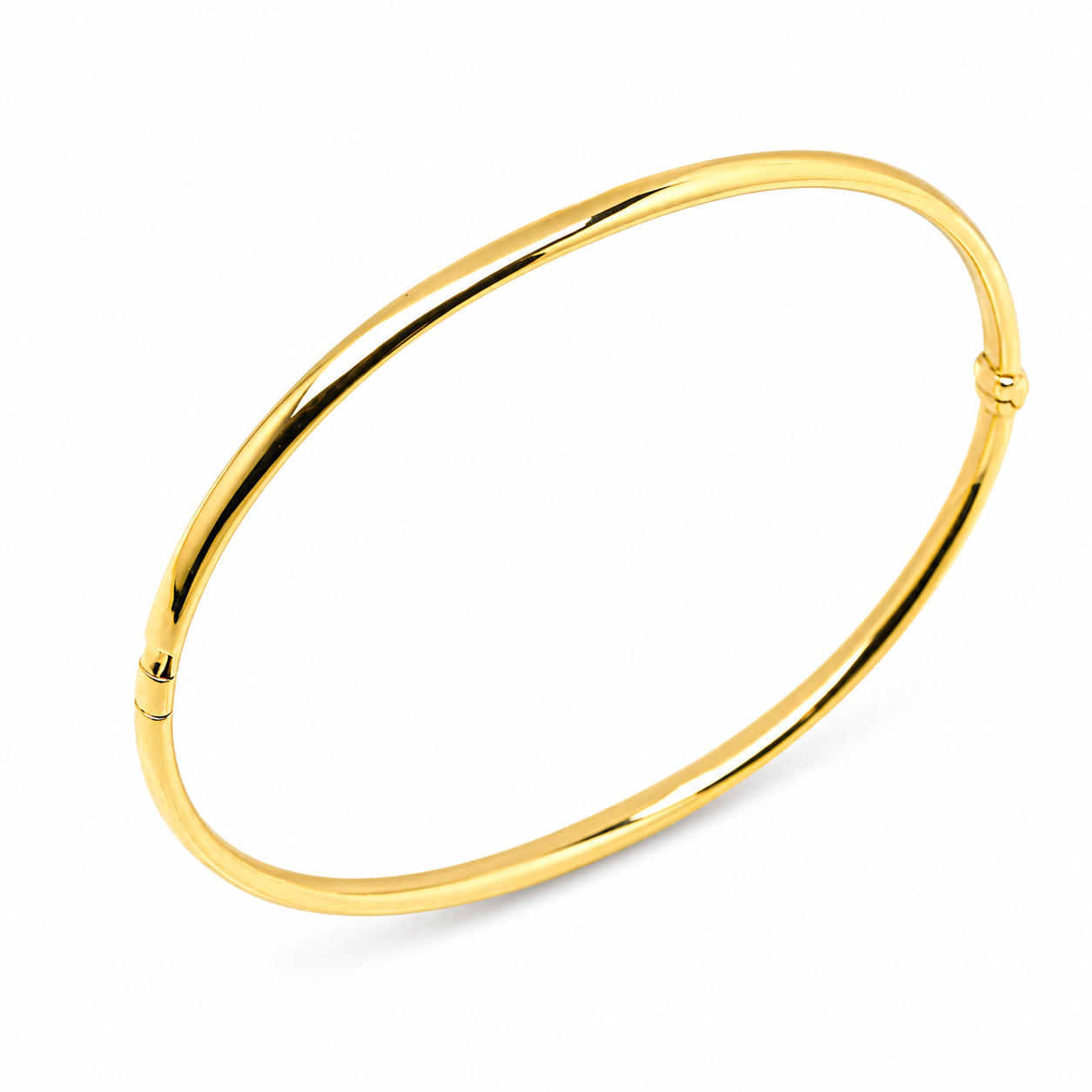 14k yellow Gold bangle on a white background