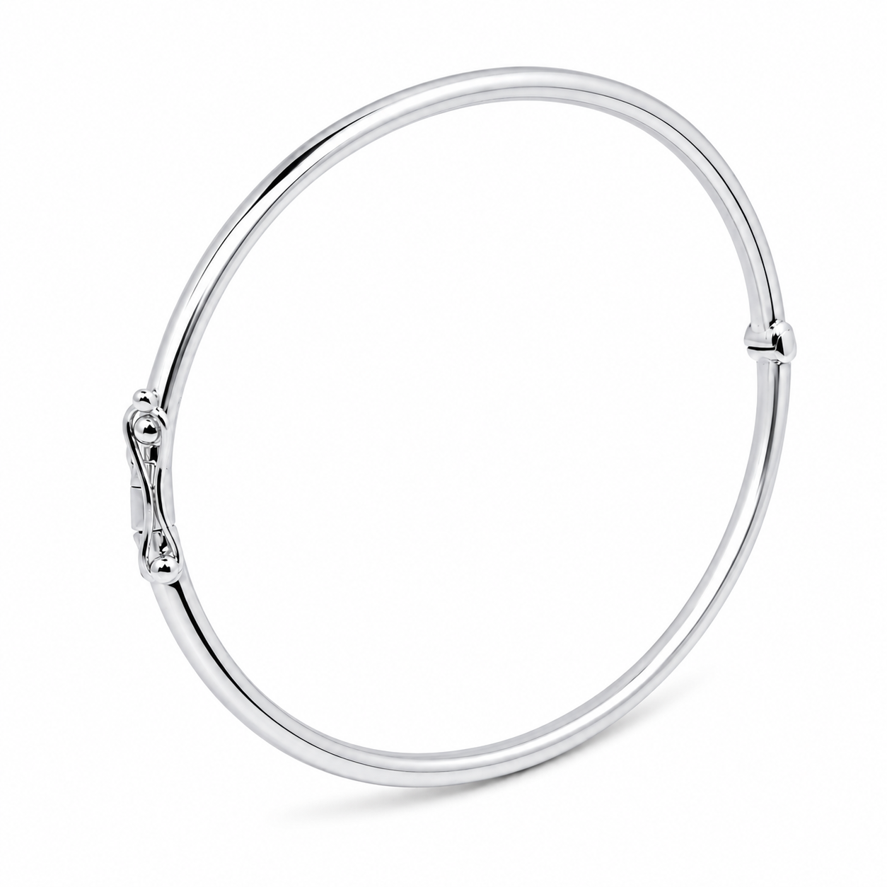 14k white Gold bangle bracelet on a white background