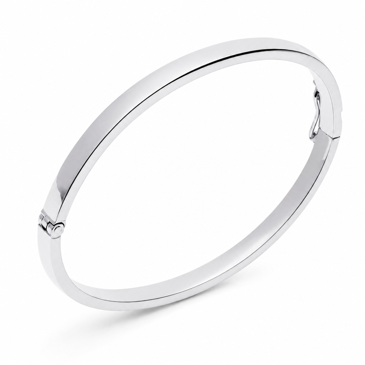 14k white Gold bangle bracelet on a white background