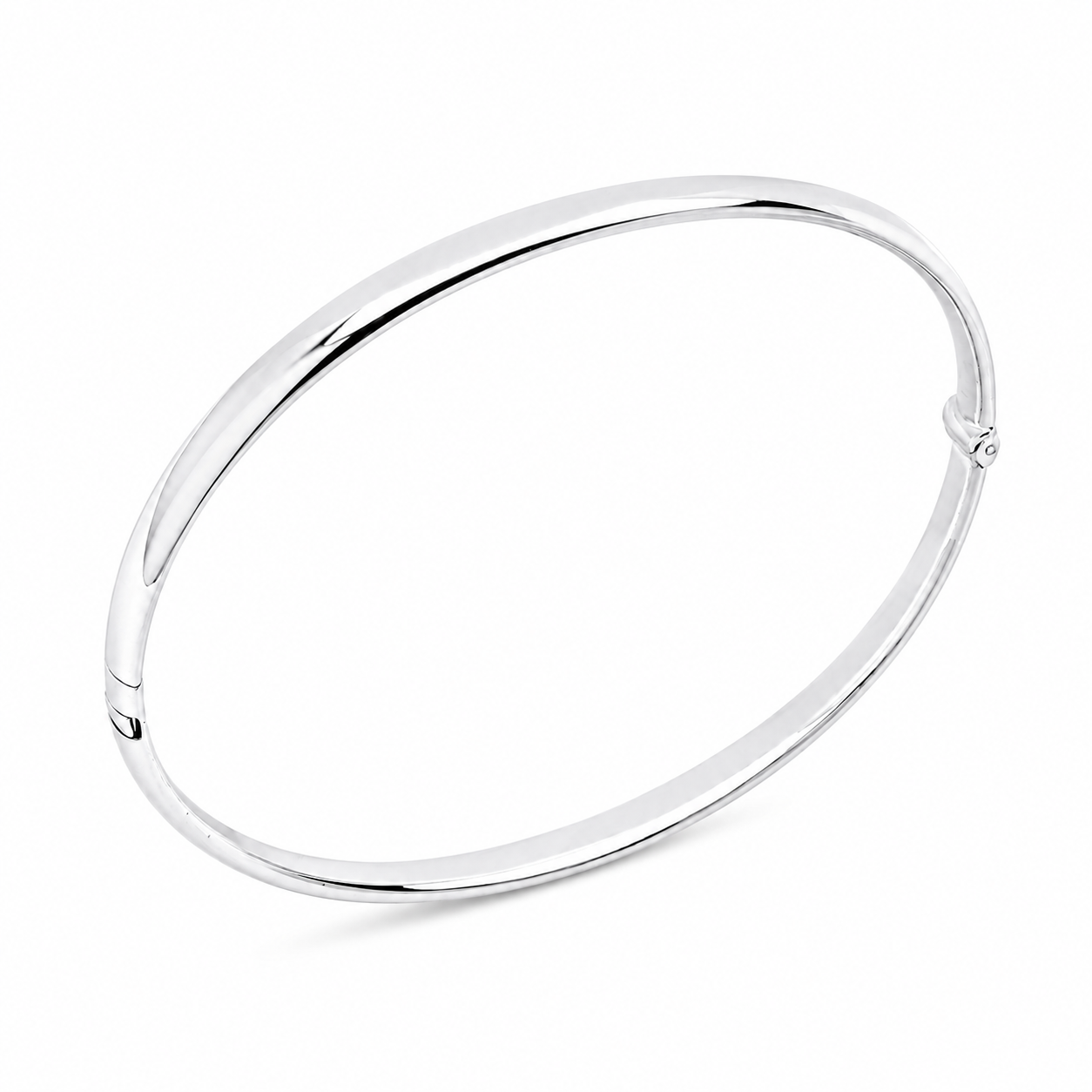 14k white Gold bangle bracelet on a white background
