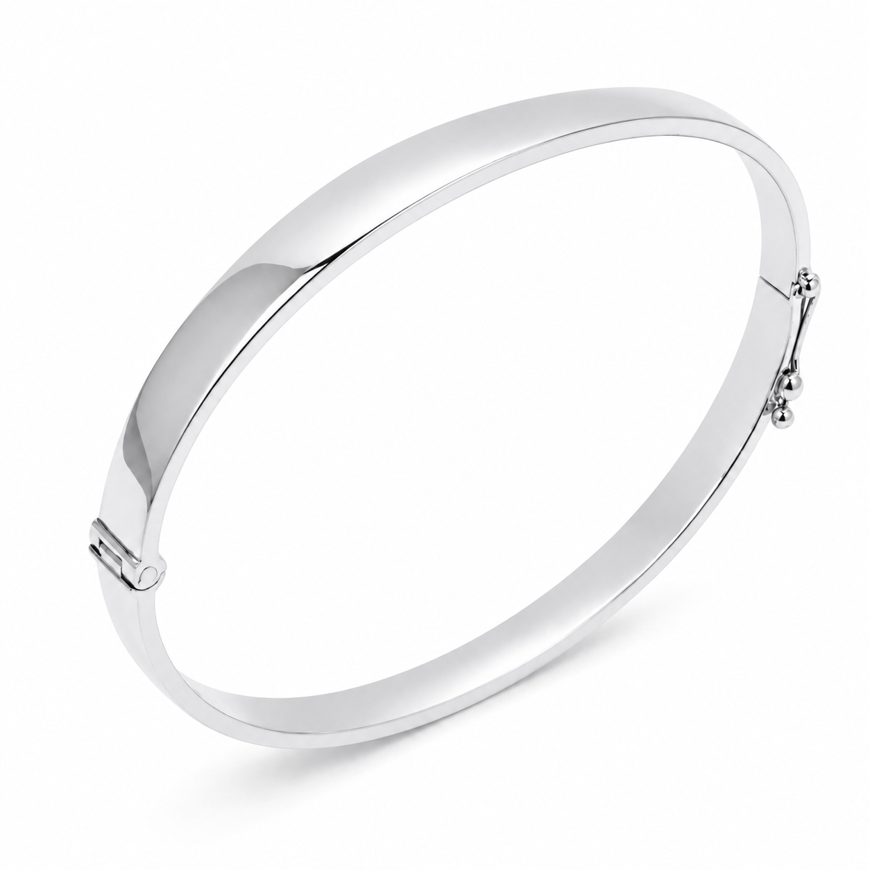 14k white Gold bangle bracelet on a white background