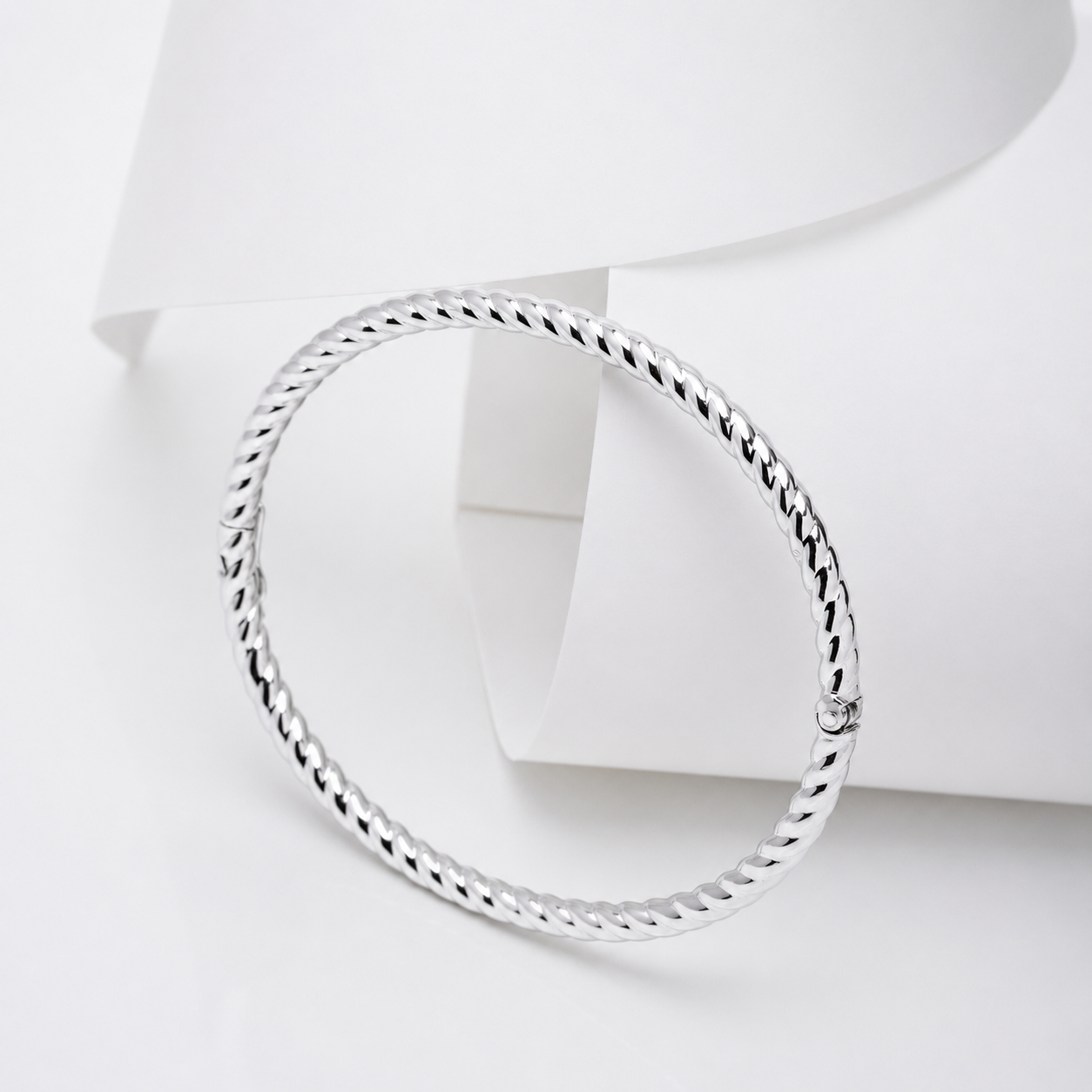 Twisted Bangle Bracelet 4mm in 14K Gold