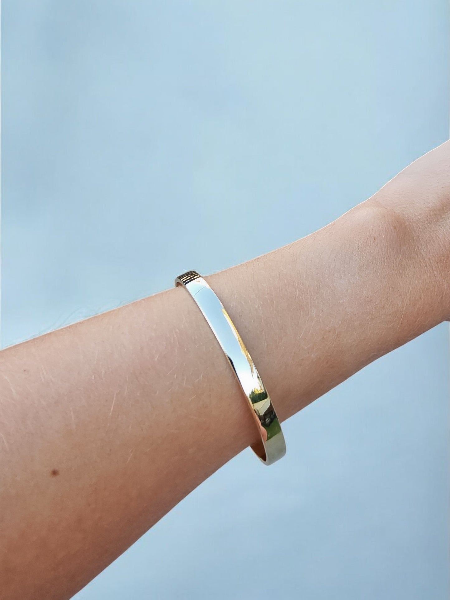 Open Cuff Bangle Bracelet 6mm in 14K Gold