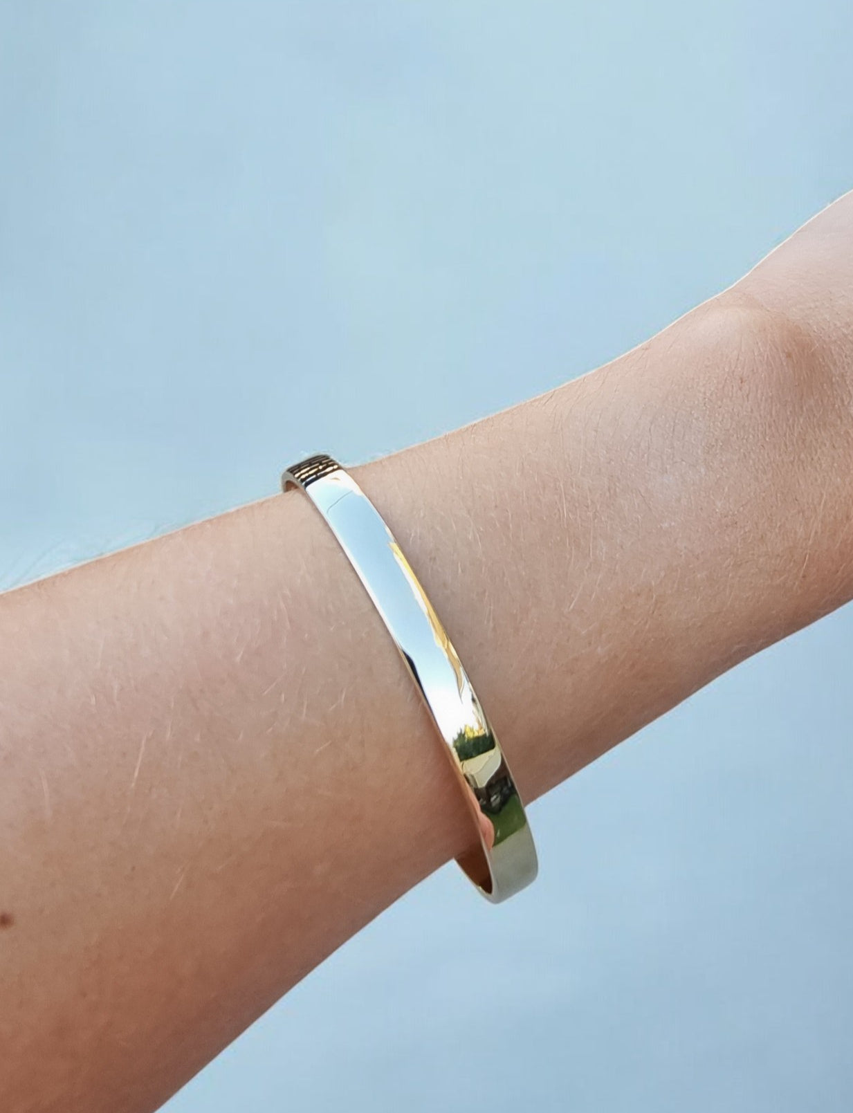 Open Cuff Bangle Bracelet 6mm in 14K Gold