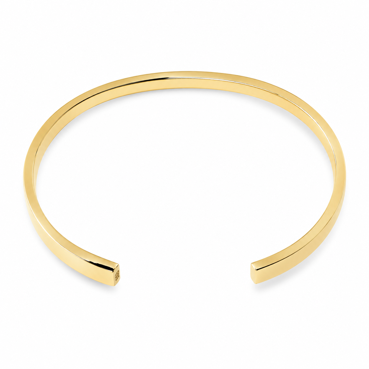 14k yellow Gold cuff bangle bracelet on a white background