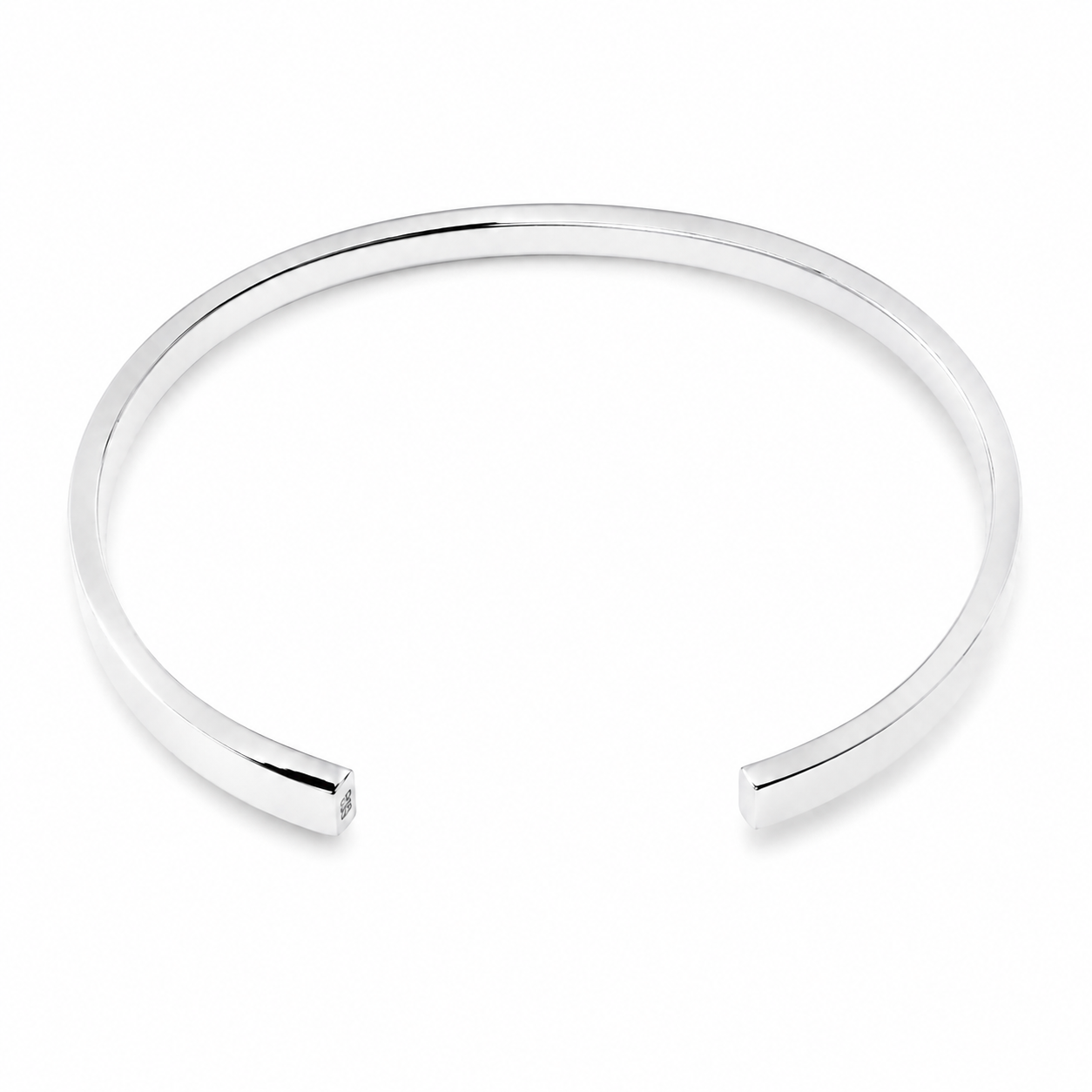 14k white Gold cuff bangle bracelet on a white background