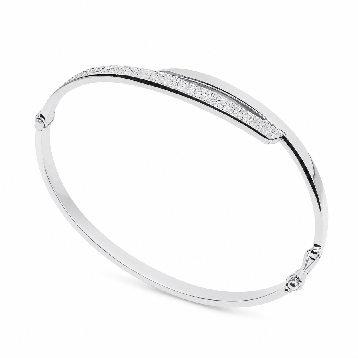 baypass 14k white Gold bangle on a white background