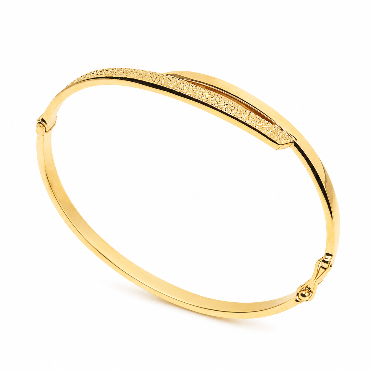 baypass 14k Gold bangle on a white background