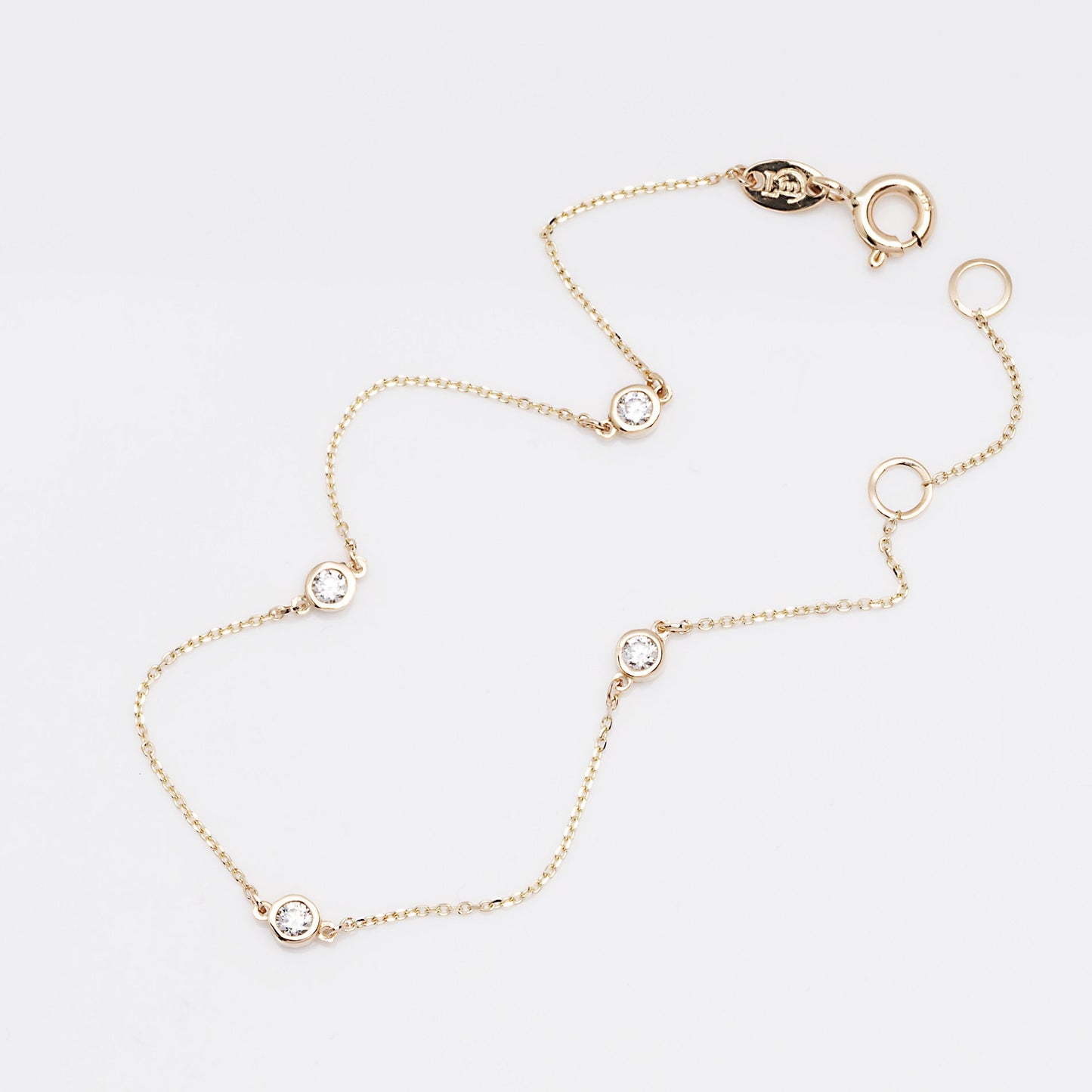 Cubic Zirconia 'By the Yard' Station Bracelet in 14K Gold