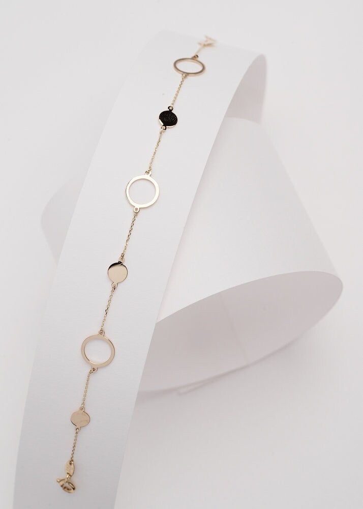 14k yellow gold bracelet for women with circles