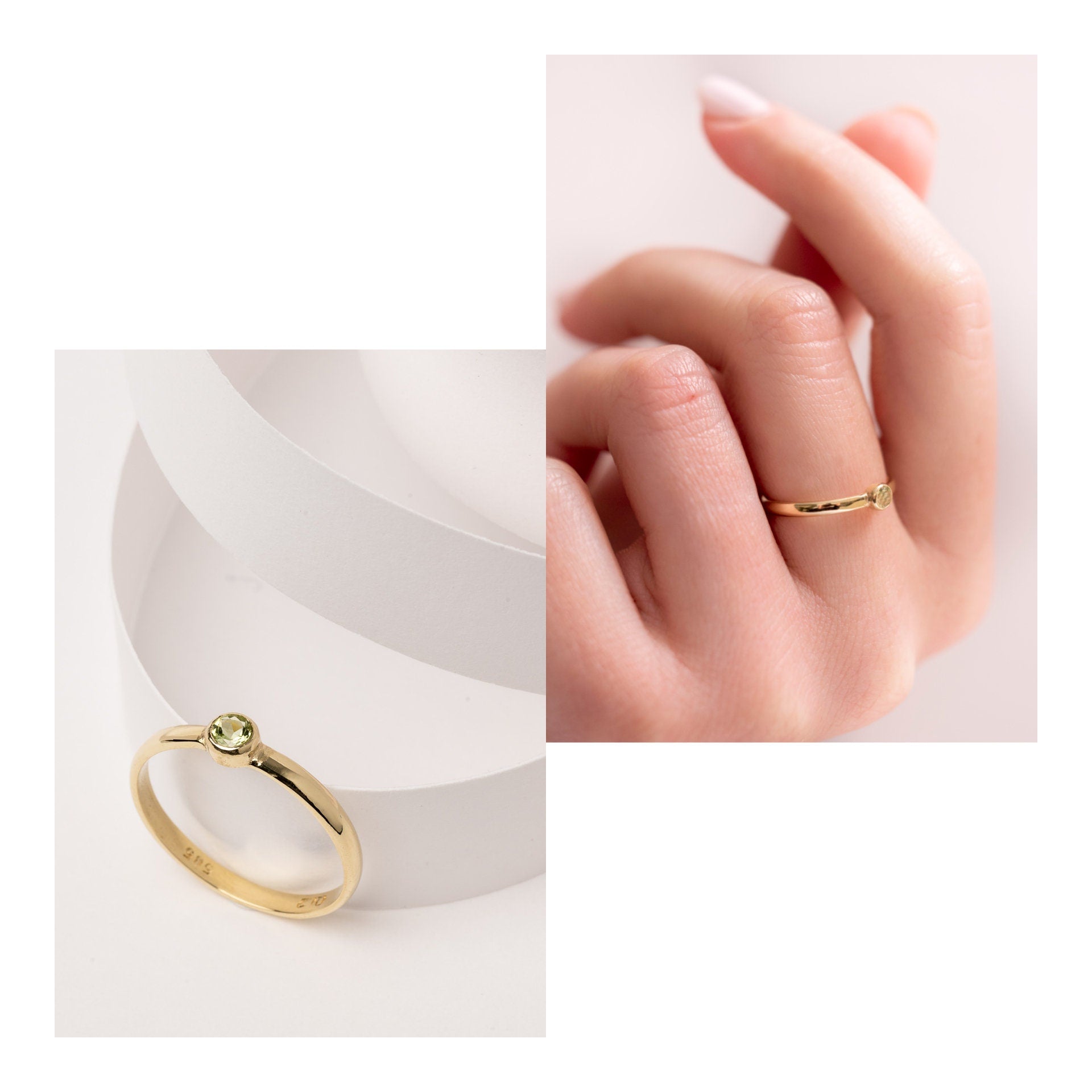 A handmade birthstone ring crafted in 14k solid gold, featuring a single stone in a bezel setting.