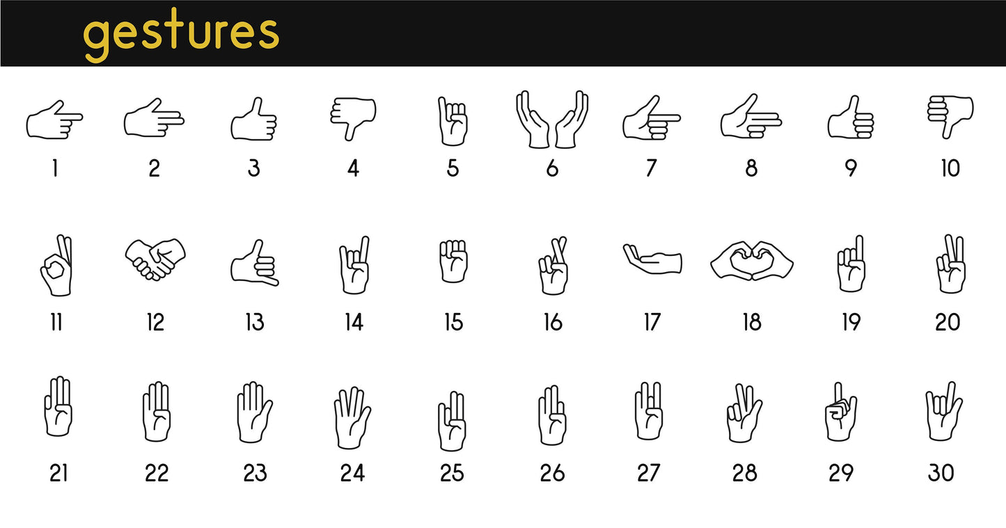 list of gestures that can be engraved on our jewelry by luna oro creations