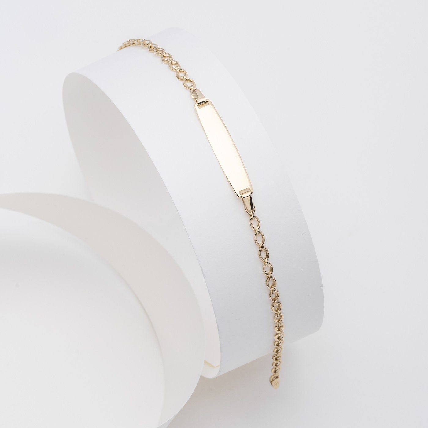 Personalizable Adult ID Bracelet in 14k Gold