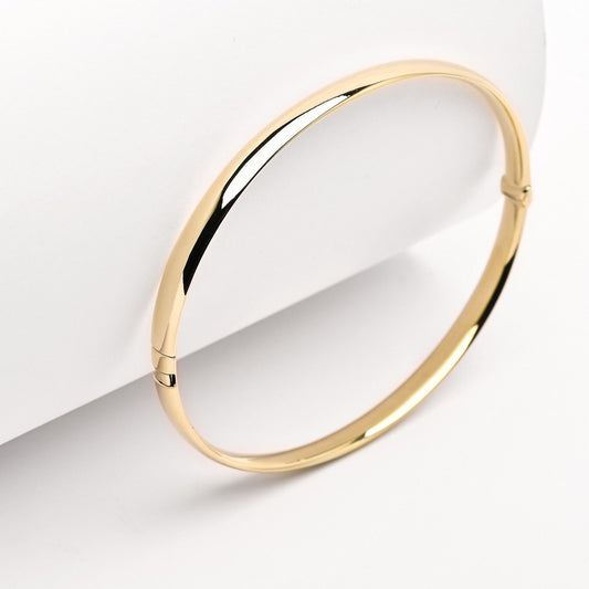 Custom Oval Bangle Bracelet in 14k Gold for Women