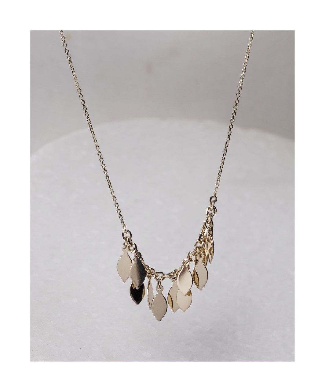 14k solid gold necklace with leaves for women 