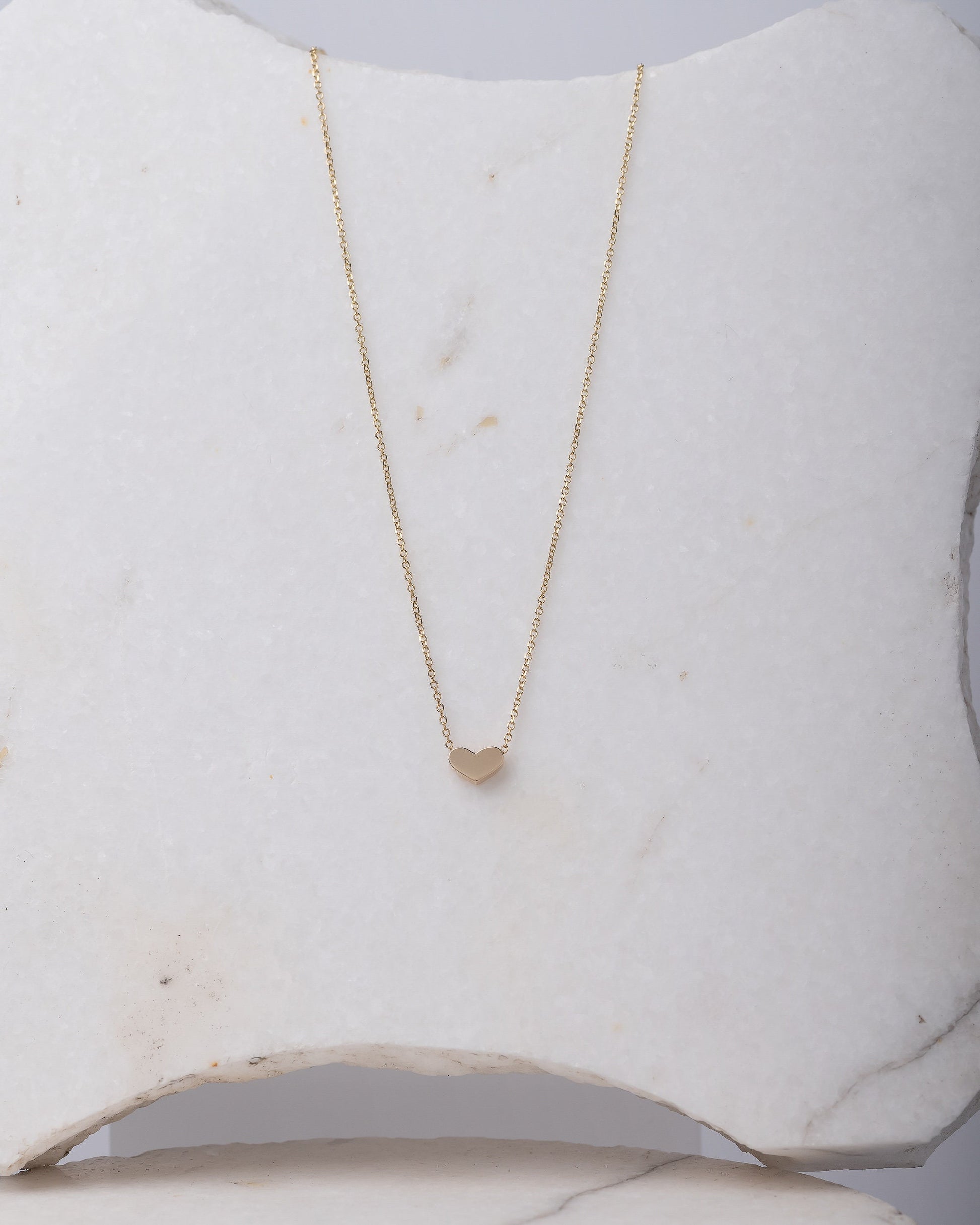 dainty heart necklace in 14k yellow gold