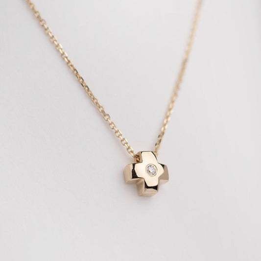 small diamond cross necklace in 14k gold for women