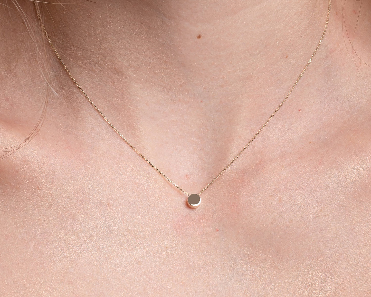 Tiny Dot Necklace in 14k gold for women