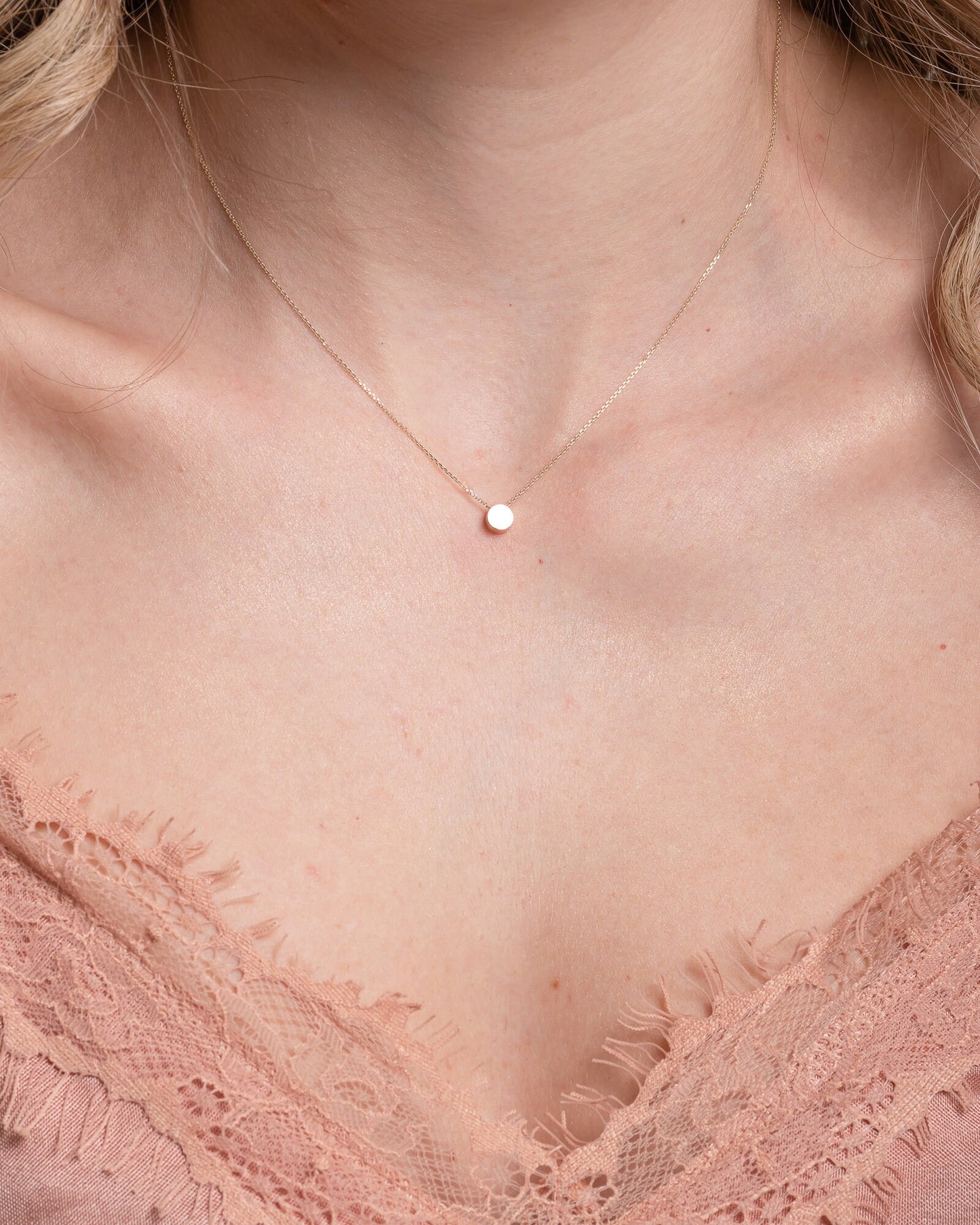 Tiny Dot Necklace in 14k gold for women