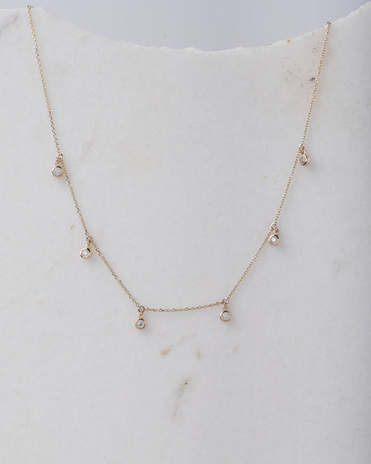 Cubic Zirconia By The Yard Station Necklace in 14k gold for 