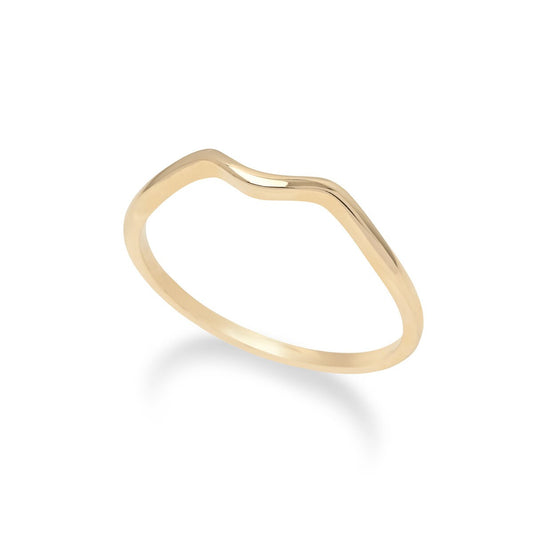 Handcrafted 14K Gold Thin Wave Ring for Women