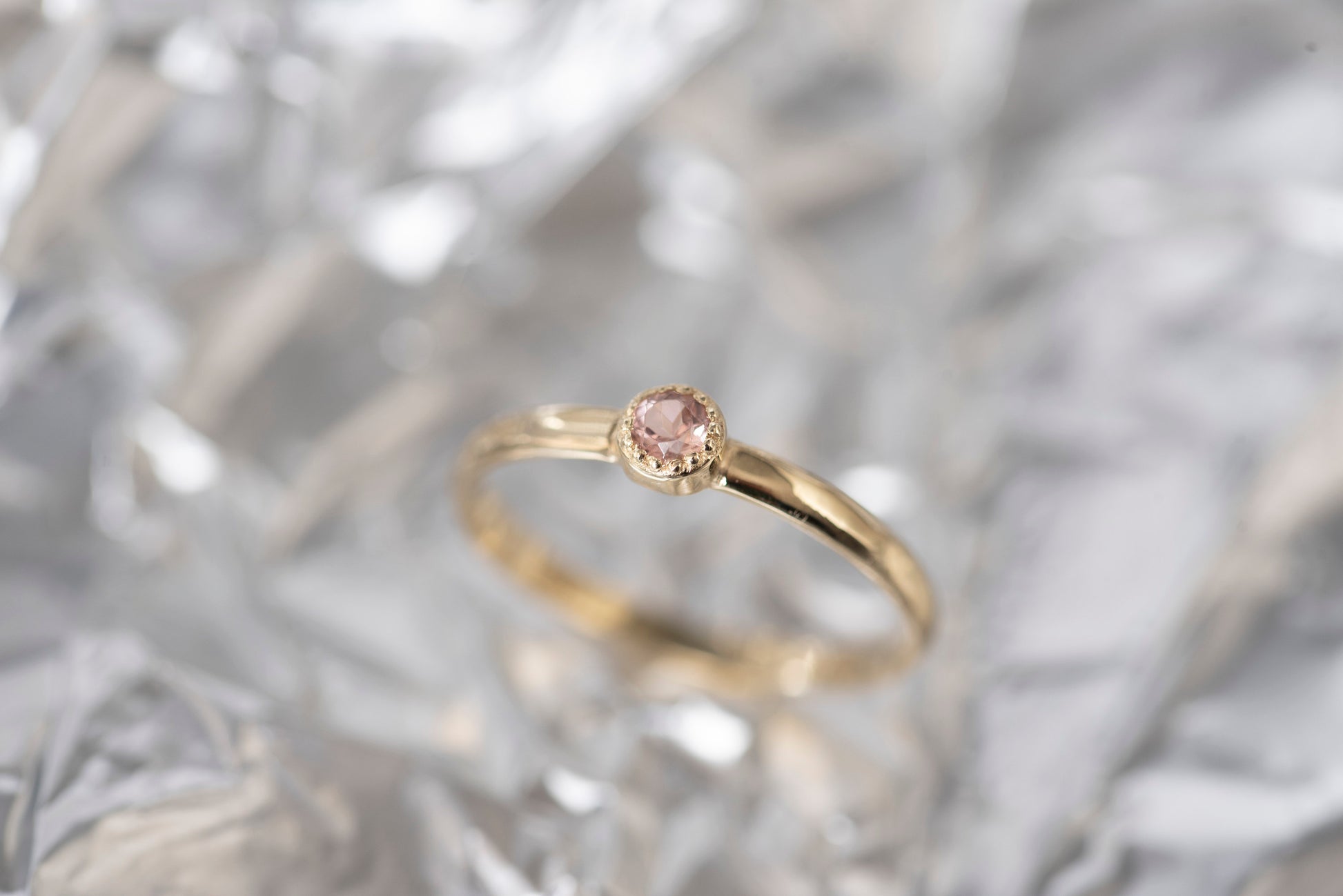 Handcrafted birthstone ring for women, set in 14k gold with a prong setting.