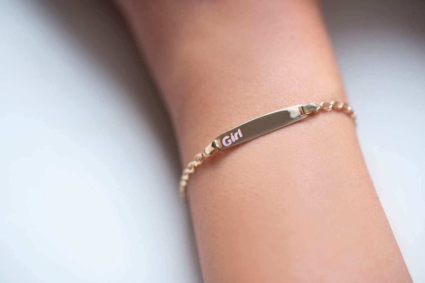 Engravable Gold Id Bracelet for Girls