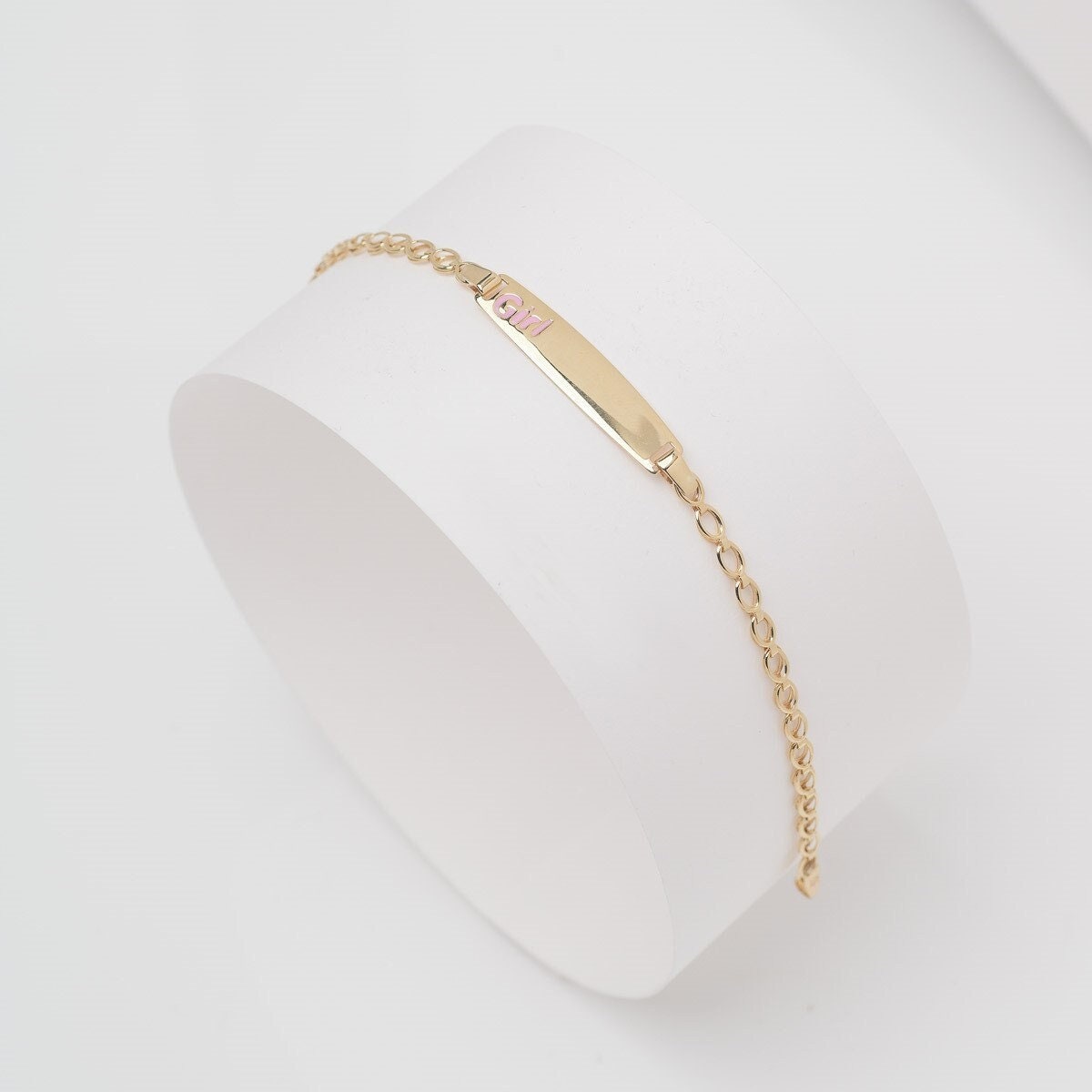 Engravable Gold Id Bracelet for Girls