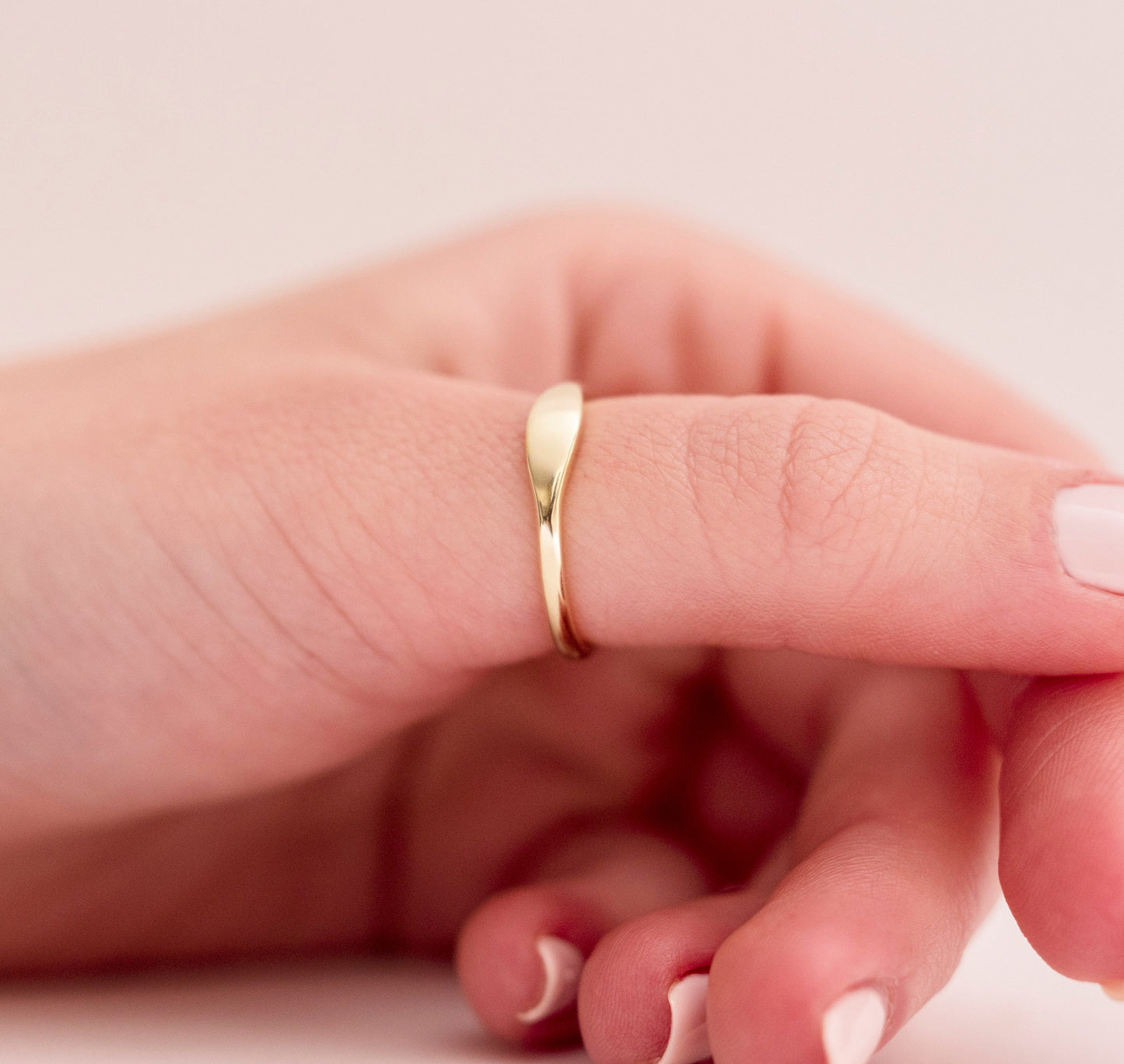 Handmade Dainty Bar Ring in 14k Gold for Women