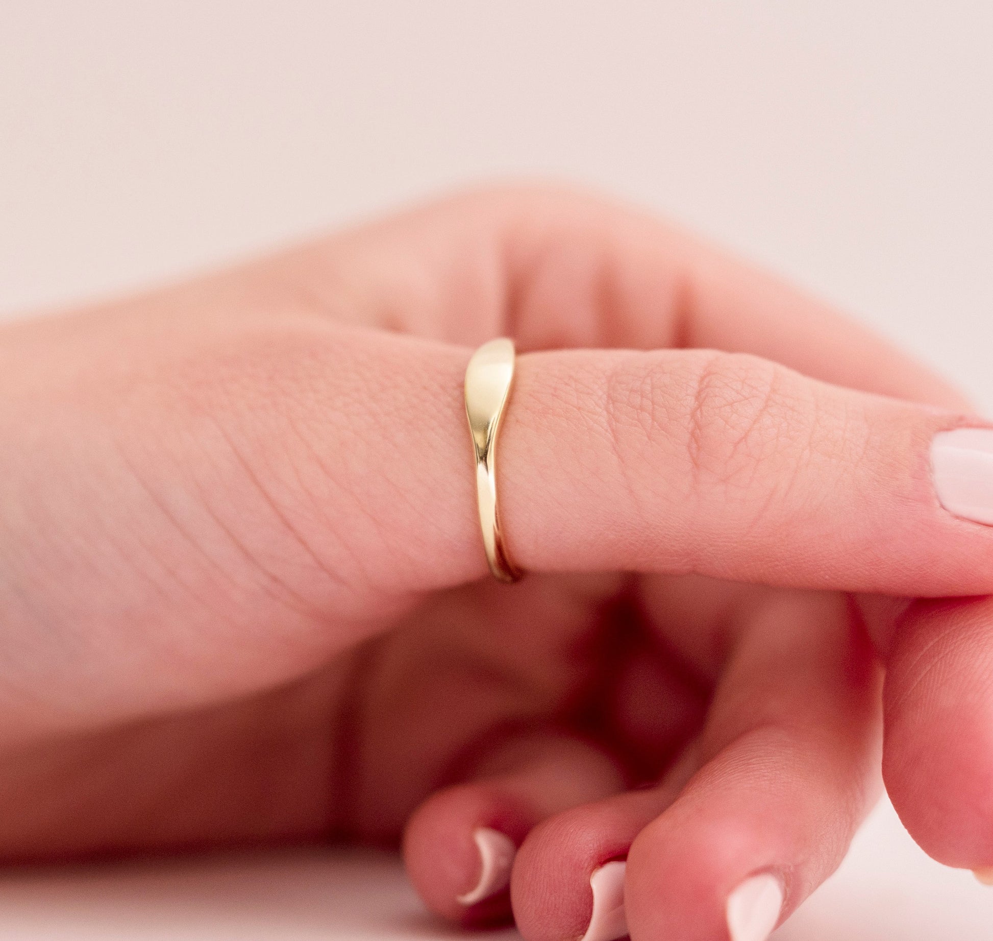 Handmade Dainty Bar Ring in 14k Gold for Women