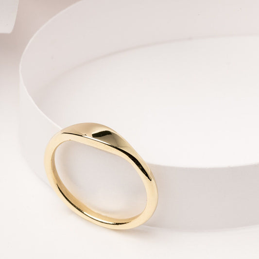 Handmade Dainty Bar Ring in 14k Gold for Women