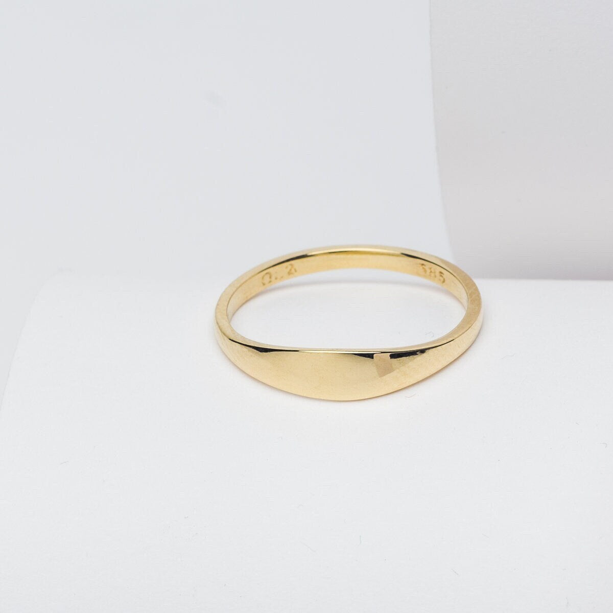 Personalized 14K Gold Bar Ring for Women