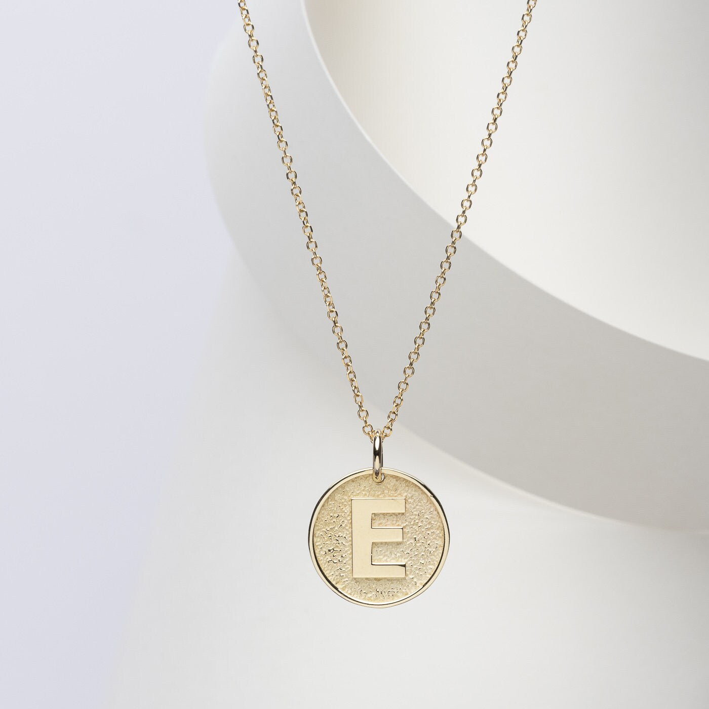 14k Gold Initial Necklace for women, featuring complimentary engraving on the reverse side.