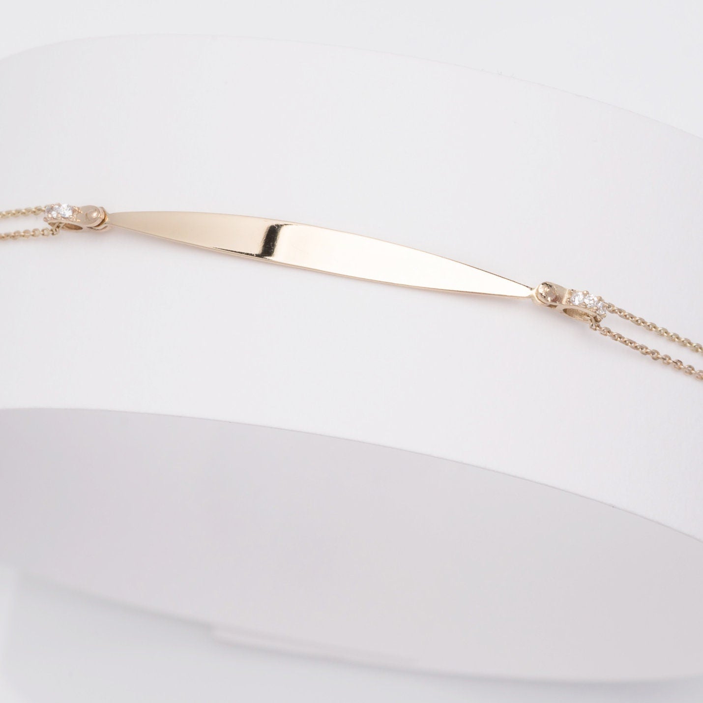 Personalized 14K Gold Engravable ID Bracelet for Women