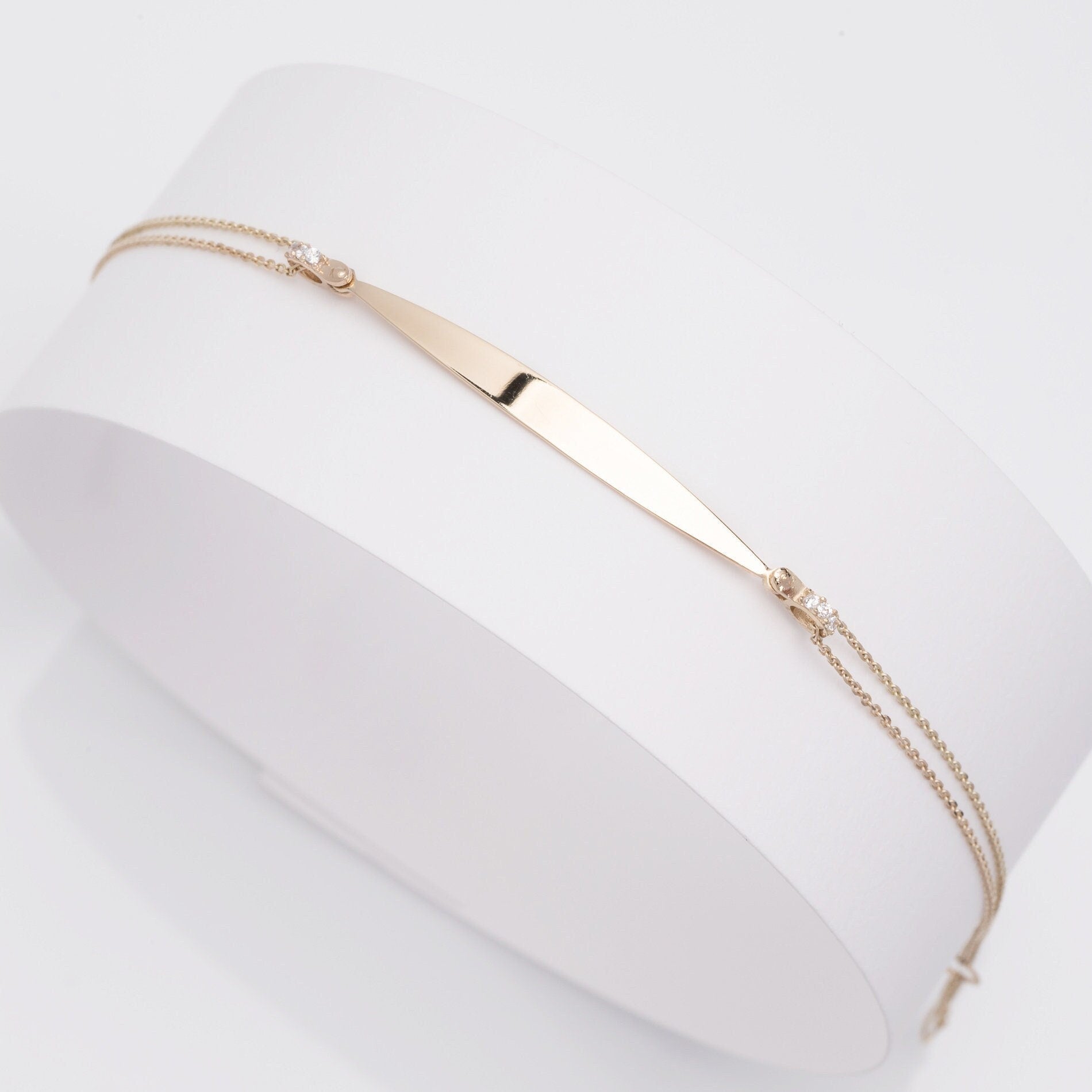 Personalized 14K Gold Engravable ID Bracelet for Women