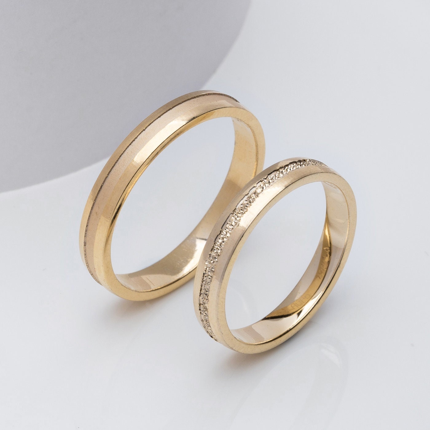 3.5mm Wedding Bands, Wedding Rings, His and Hers Rings, Matching Rings, Wedding Bands Set, 18k Gold Ring Set, Engagement Ring Set