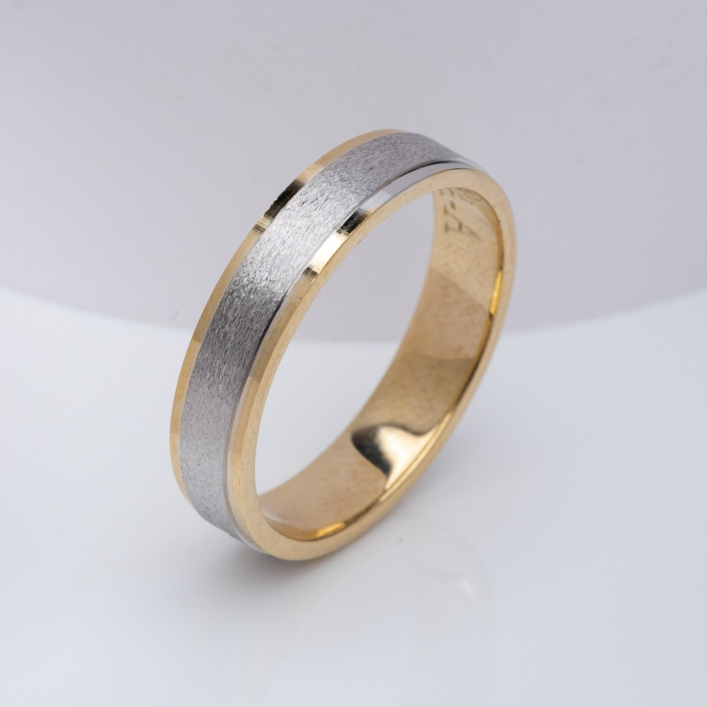 Two-Tone Wedding Bands Set 4.5 mm