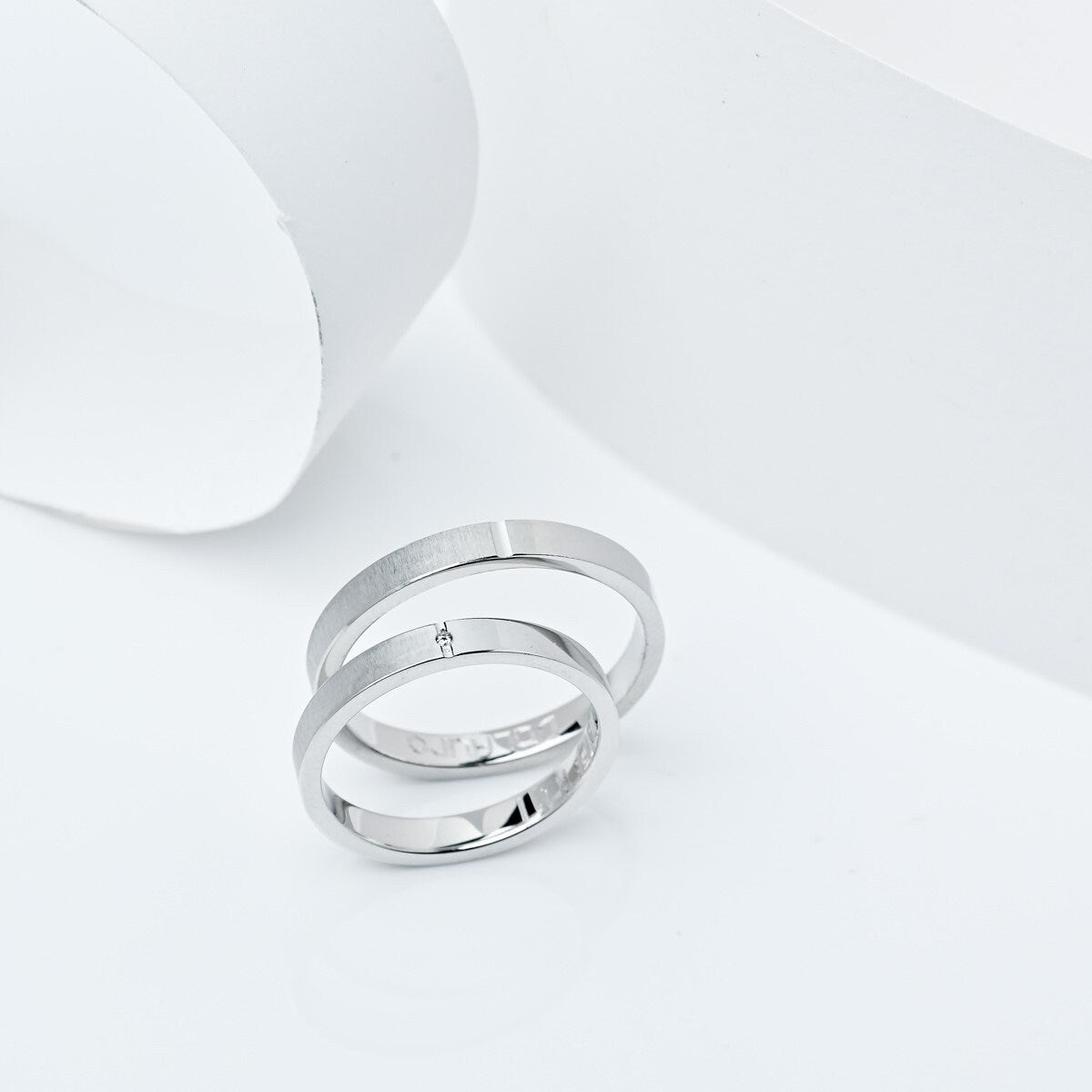 Diamond Wedding Band , Couples Rings, Wedding Bands Set, Matching Rings, Engrave Band Ring, Cotton Anniversary Gift for Her