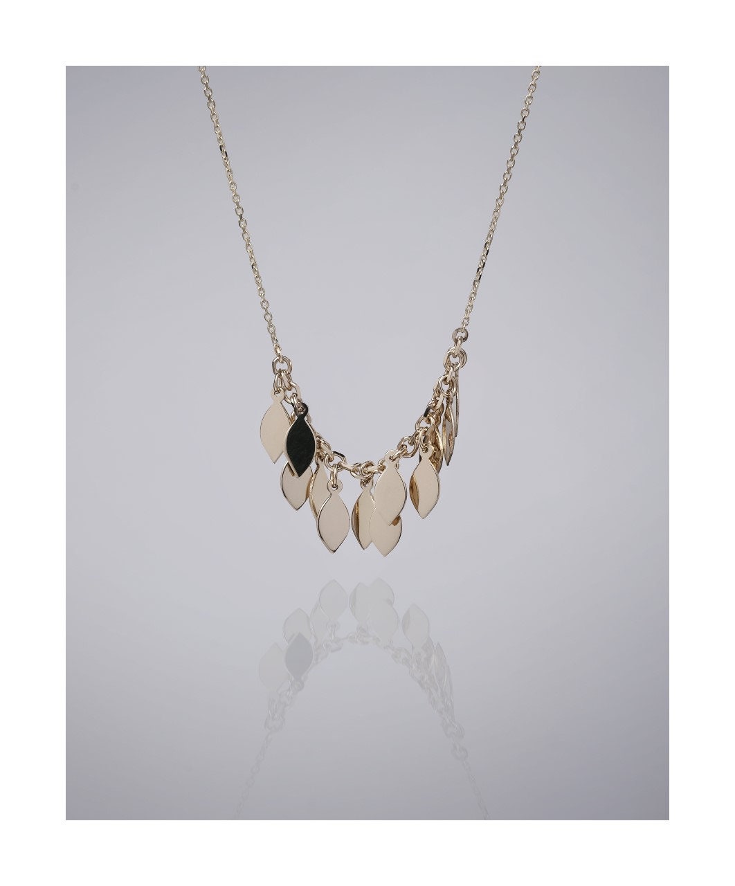 14k solid gold necklace with leaves for women 