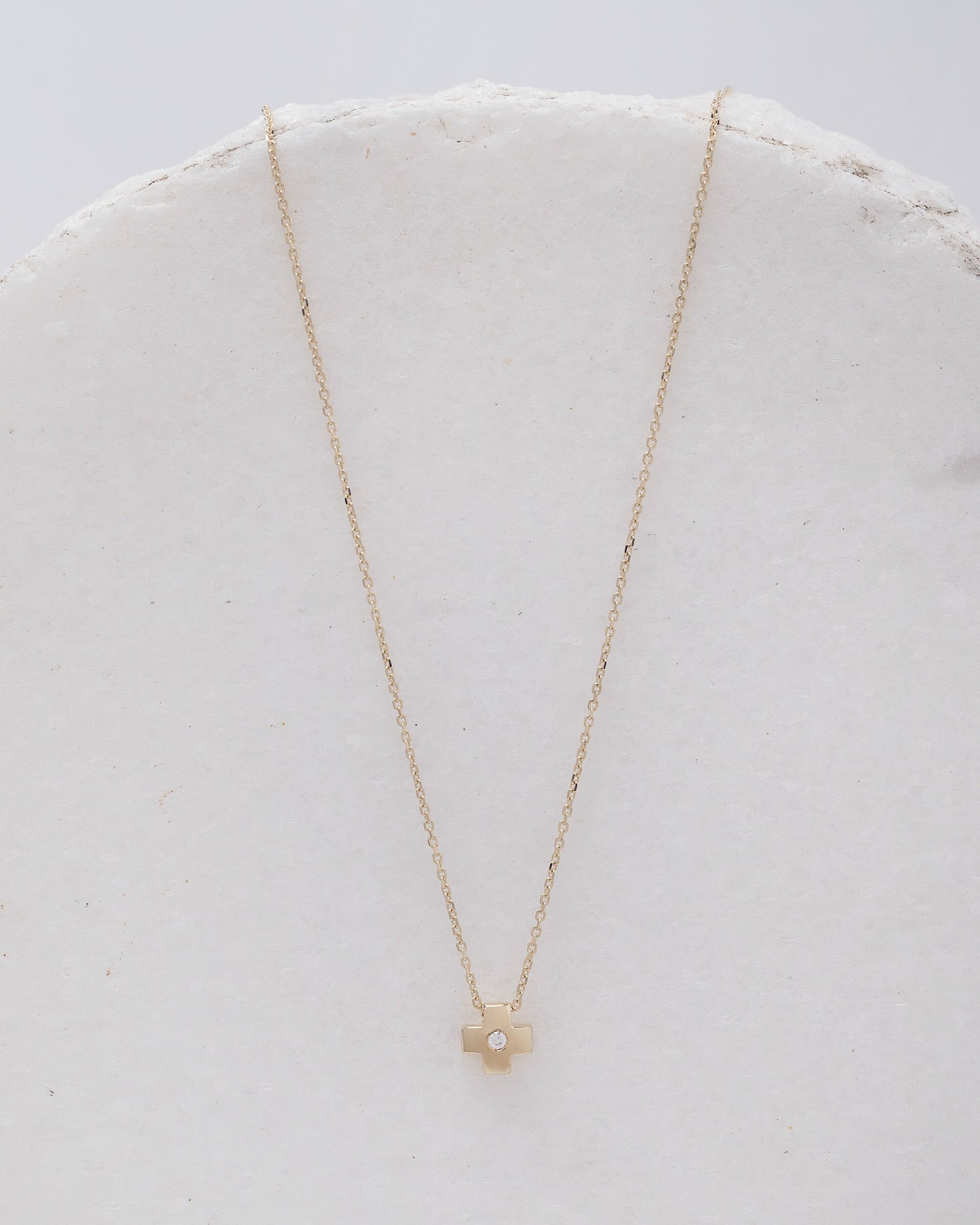 small diamond cross necklace in 14k gold for women