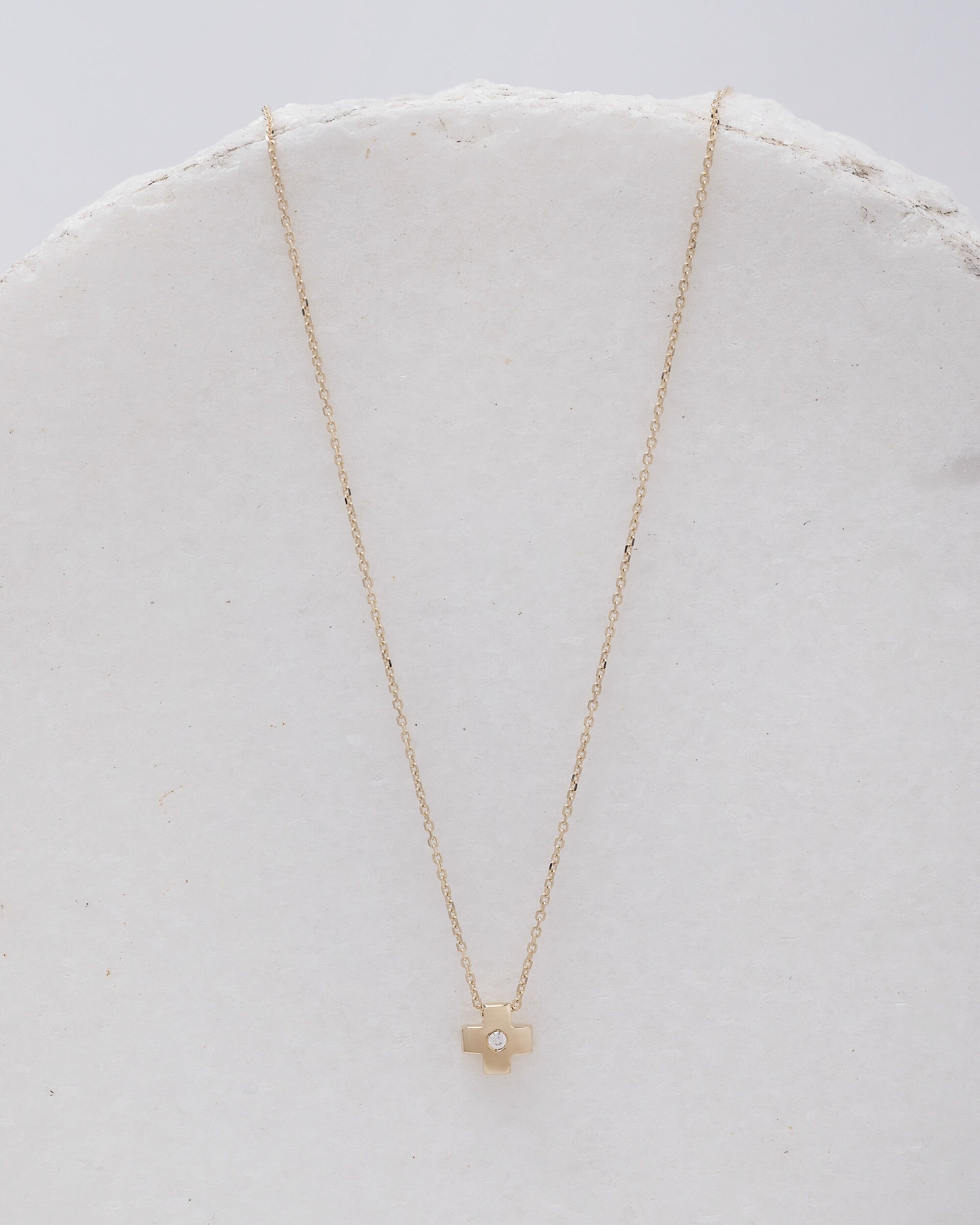 small diamond cross necklace in 14k gold for women