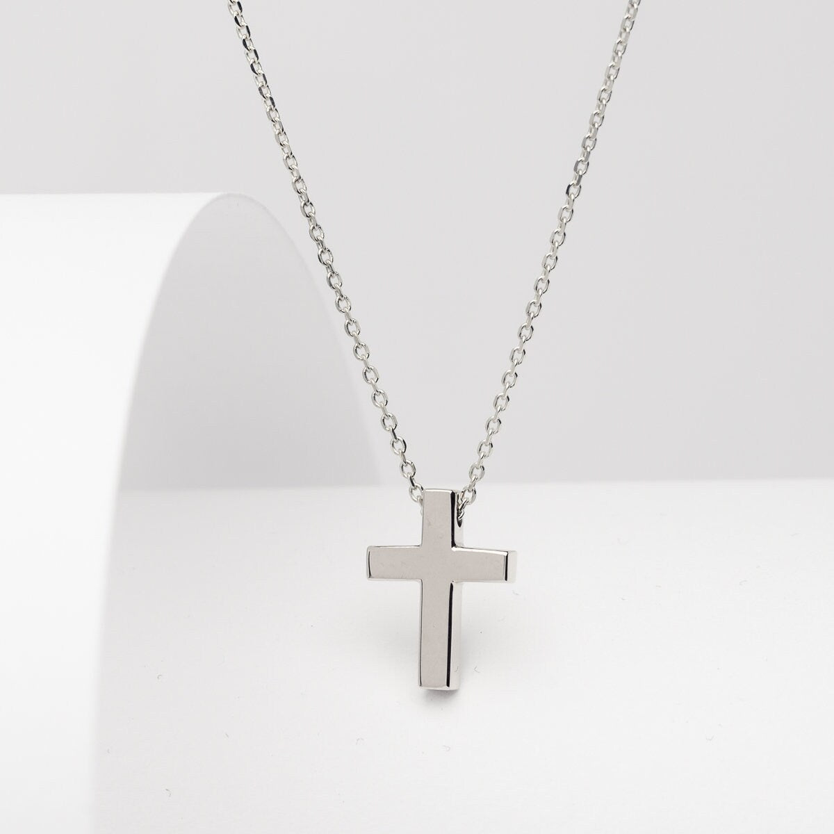 14K Solid Gold Petite Cross Necklace for Women