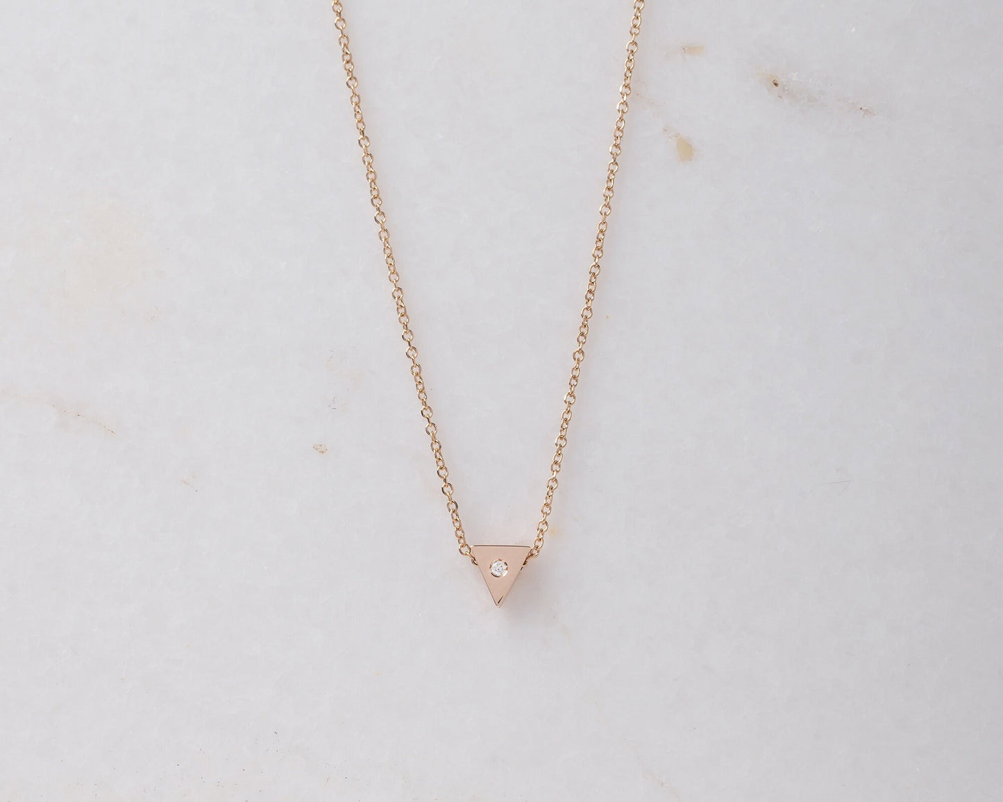 Triangle Diamond Necklace in 18K Gold