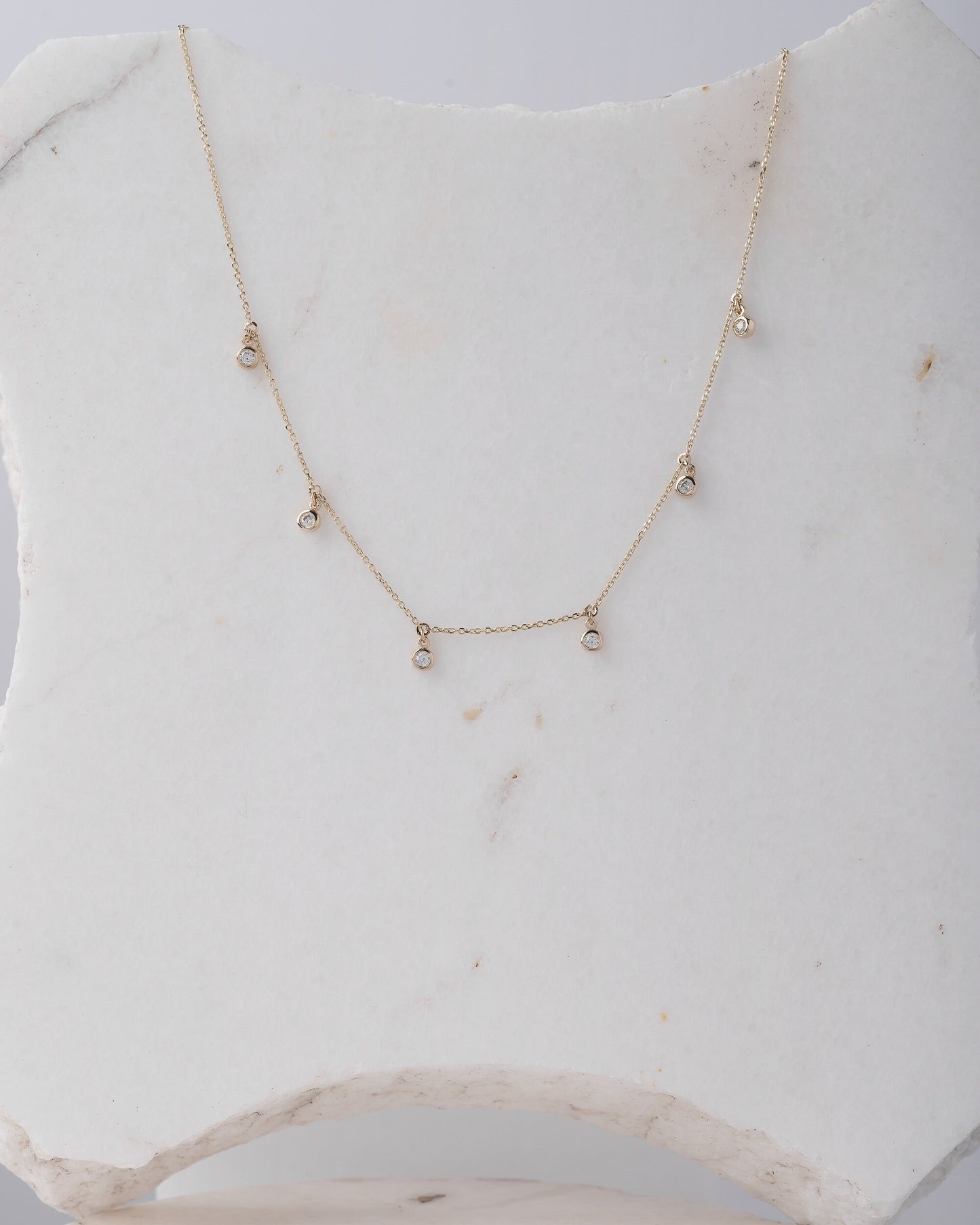 Cubic Zirconia By The Yard Station Necklace in 14k gold for 