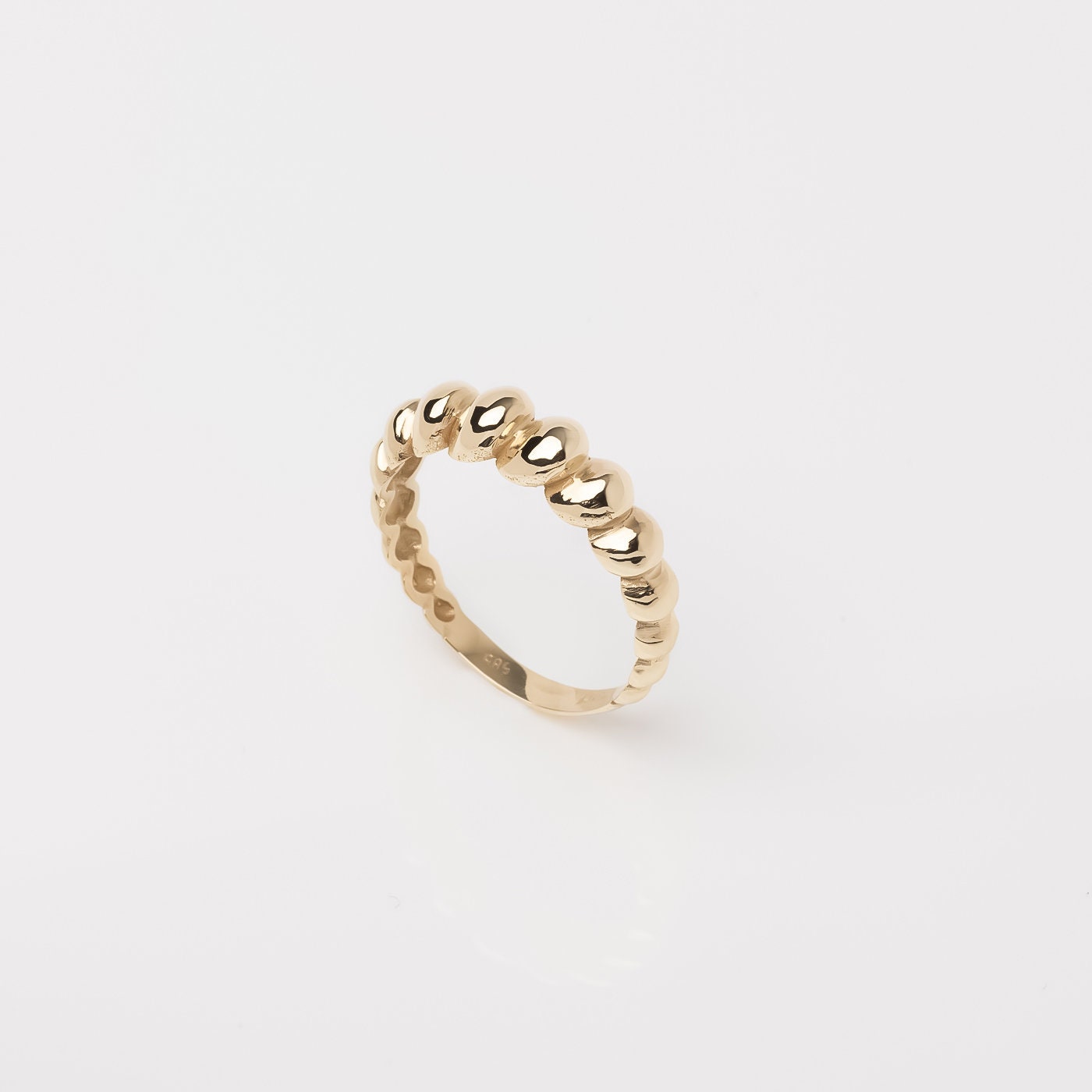 handmade 14k solid gold bubble ring for women