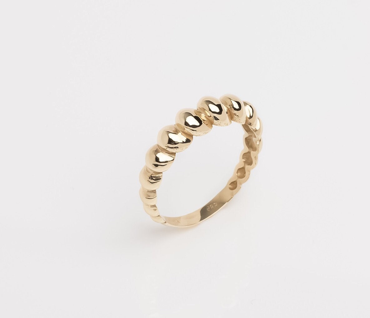 handmade 14k solid gold bubble ring for women