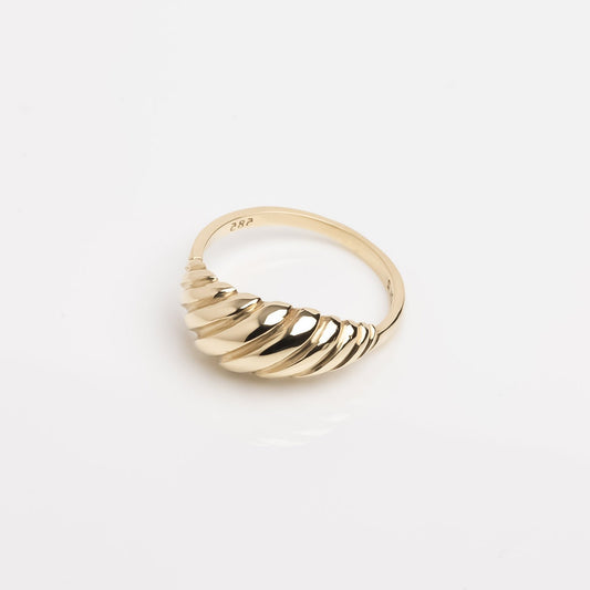 Handmade Croissant Ring in 14k Solid Gold for Women