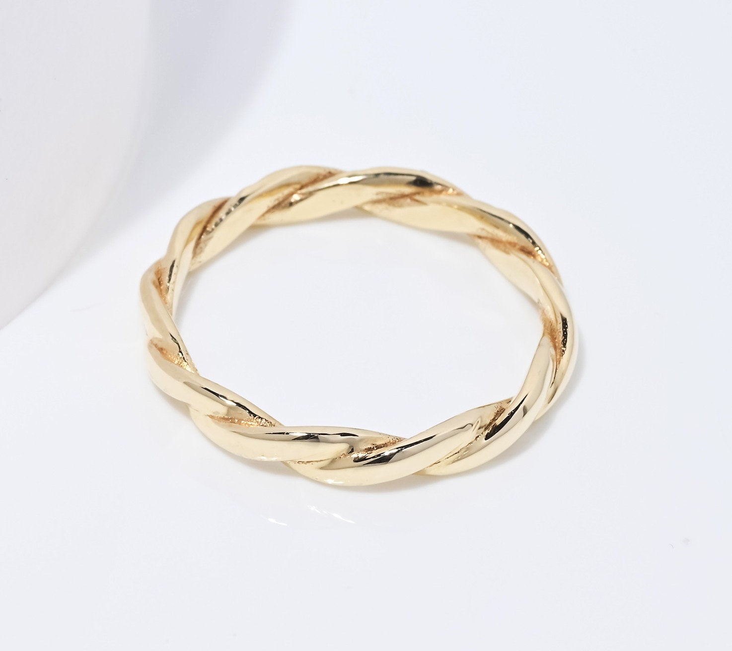 Handcrafted Twisted Ring in 14k Solid Gold for Women