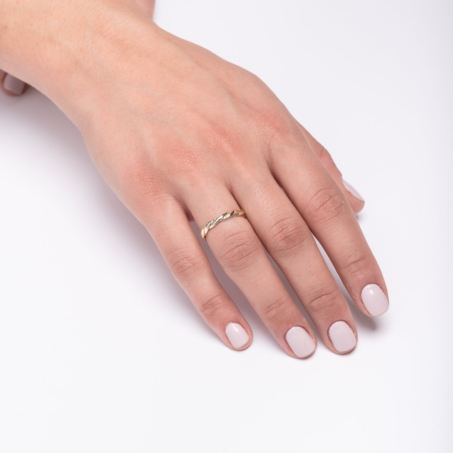 Handcrafted Twisted Ring in 14k Solid Gold for Women