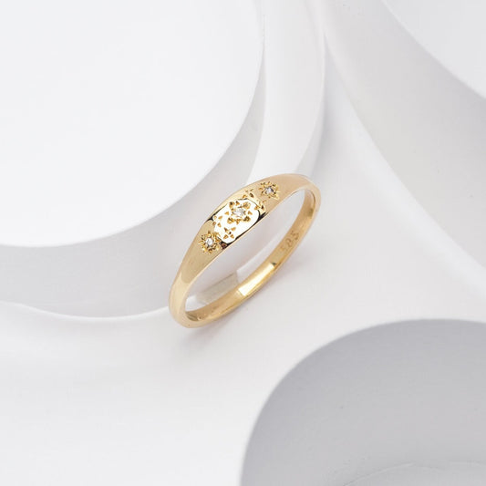 Diamond Starburst Ring in 14k Solid Gold for Women